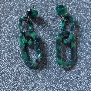 Green and Blue Sculptural Drop Earrings